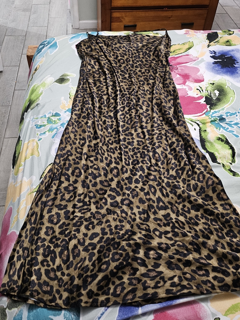 Zara Leopard-Print Maxi Slip Dress in Brown and Black